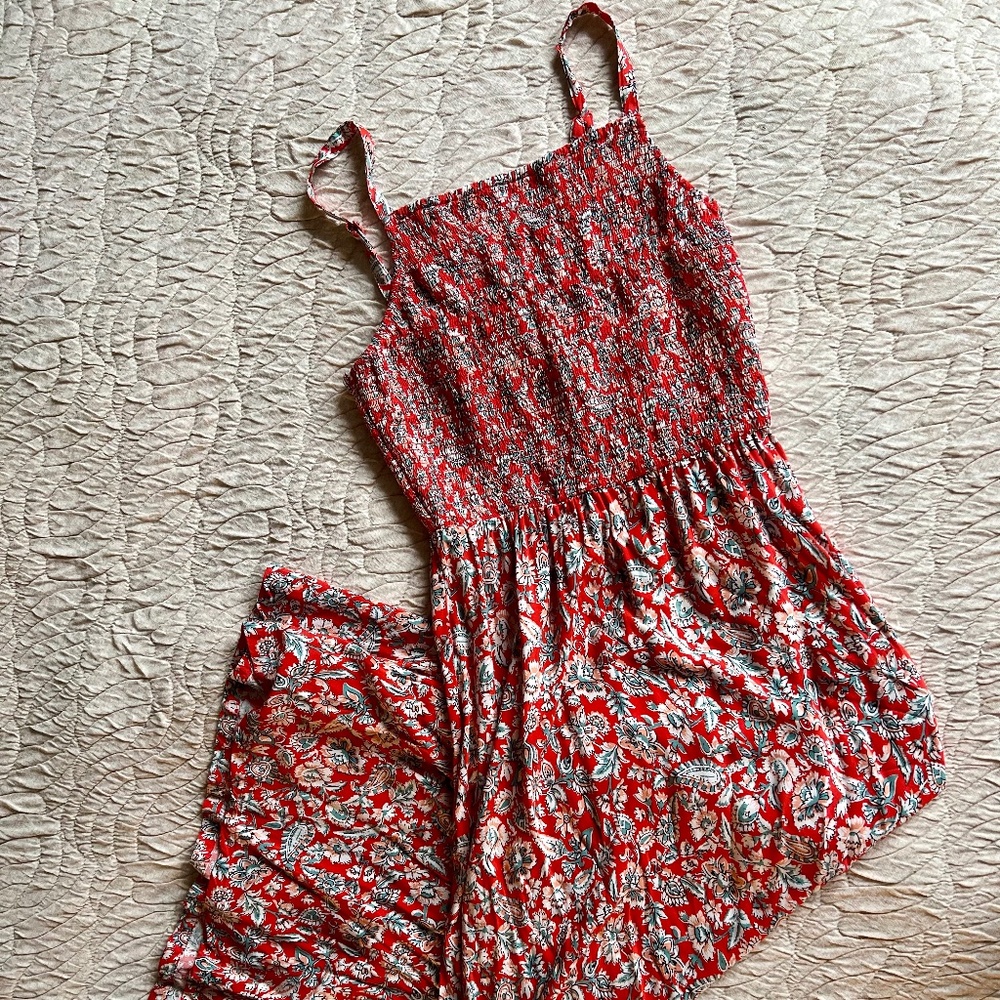 Smocked midi dress - Old Navy